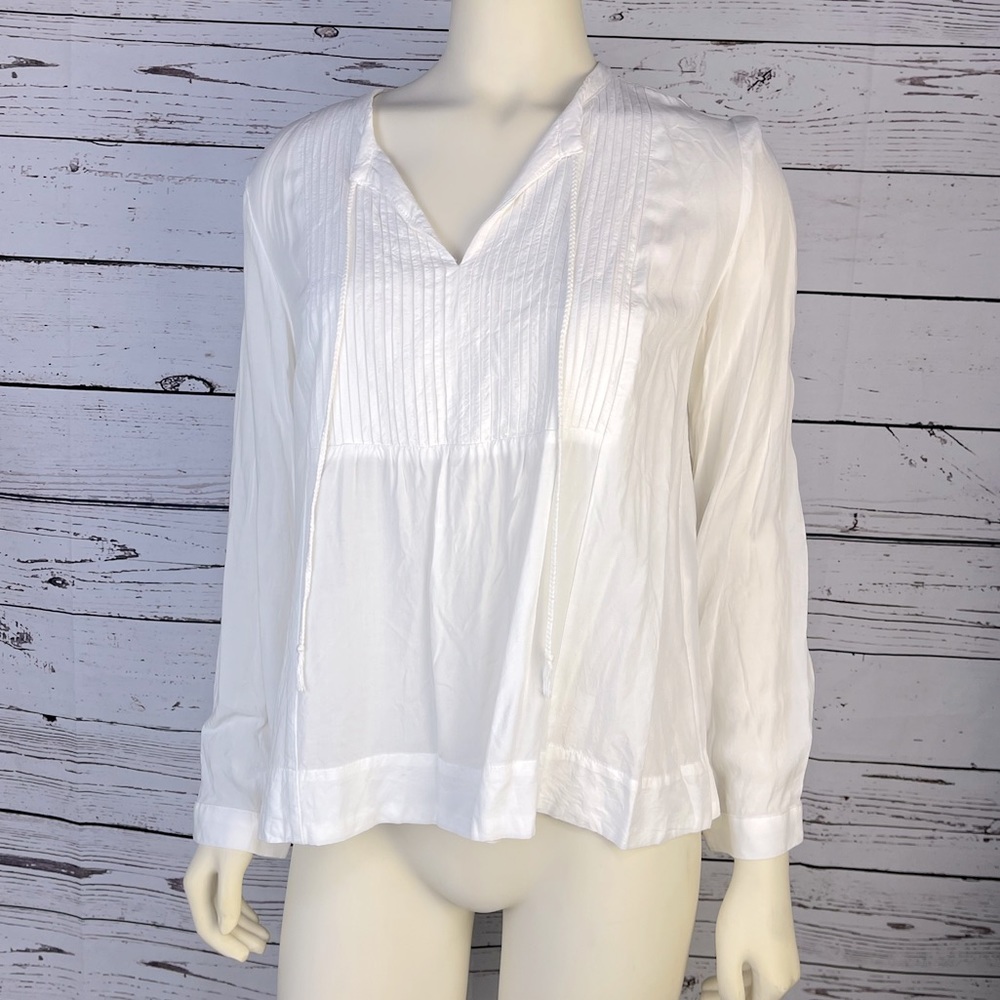 Levi’s Boho Peasant Blouse / Top with Tassel Tie Button Cuff Sleeve Size Medium